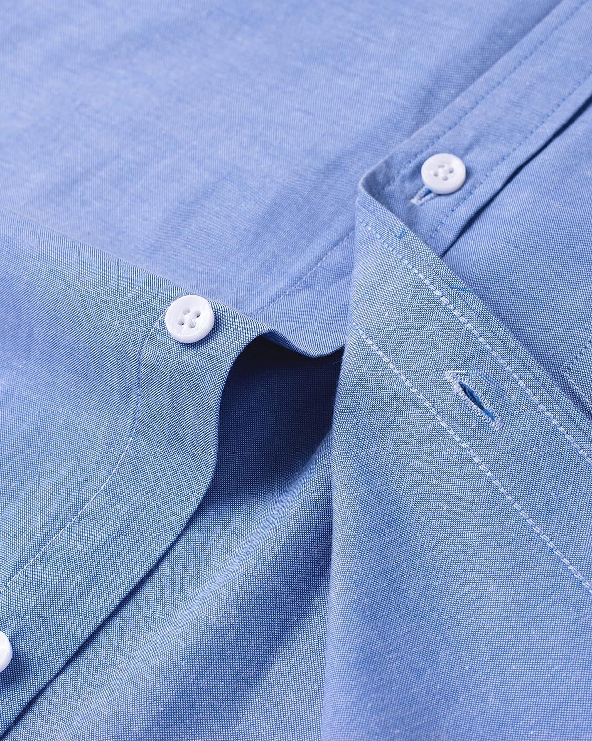 imageAlimens amp Gentle Boys Long Sleeve Solid Button Down Oxford Shirt Collared Cotton Top with Chest PocketUltramarine