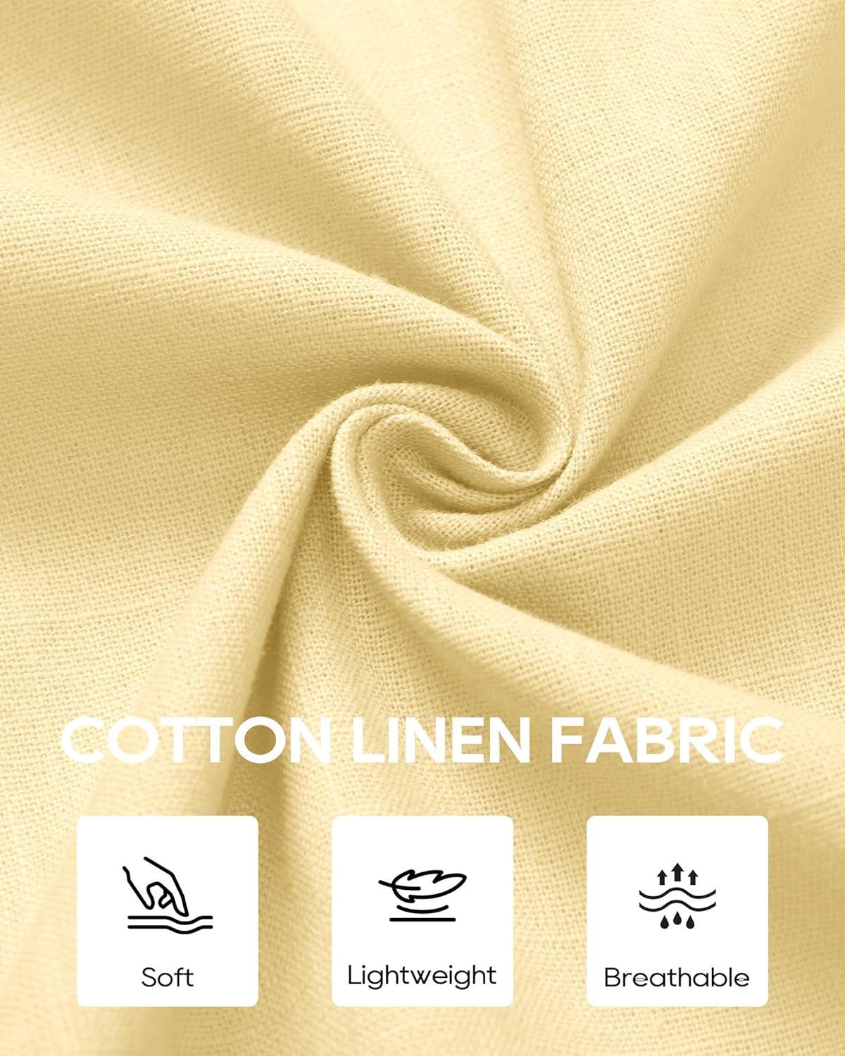 imageAlimens amp Gentle Linen Shirts for Men Long Sleeve Casual Cotton Button Down Shirts Summer Beach Wedding Tops with PocketYellow