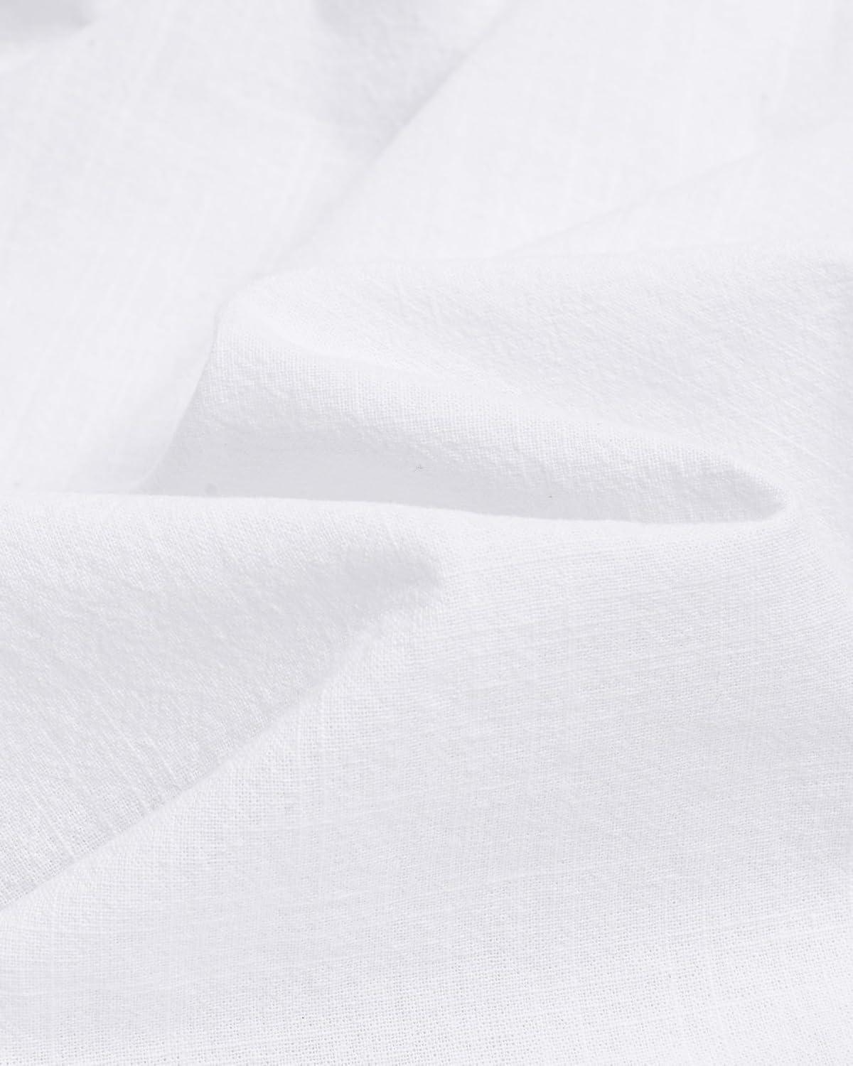 imageAlimens amp Gentle Mens Cotton Linen Shirts Long Sleeve Button Down Shirt Band Collar Beach ShirtsAll White