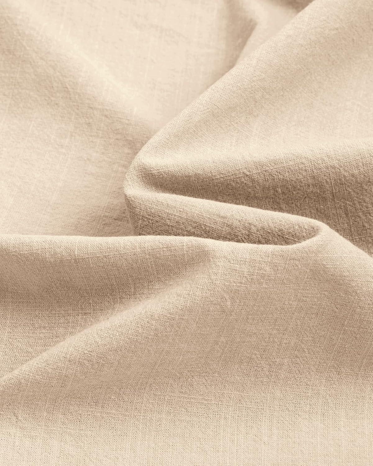 imageAlimens amp Gentle Mens Cotton Linen Shirts Long Sleeve Button Down Shirt Band Collar Beach ShirtsCamel