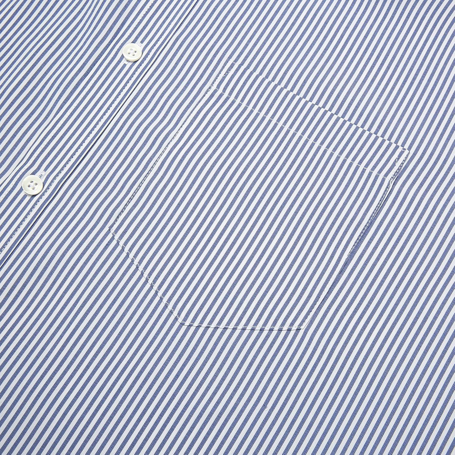 imageAlimens amp Gentle Mens Cotton Stripe Button Down Shirts Long Sleeve Regular Fit Dress ShirtsBlue Stripe