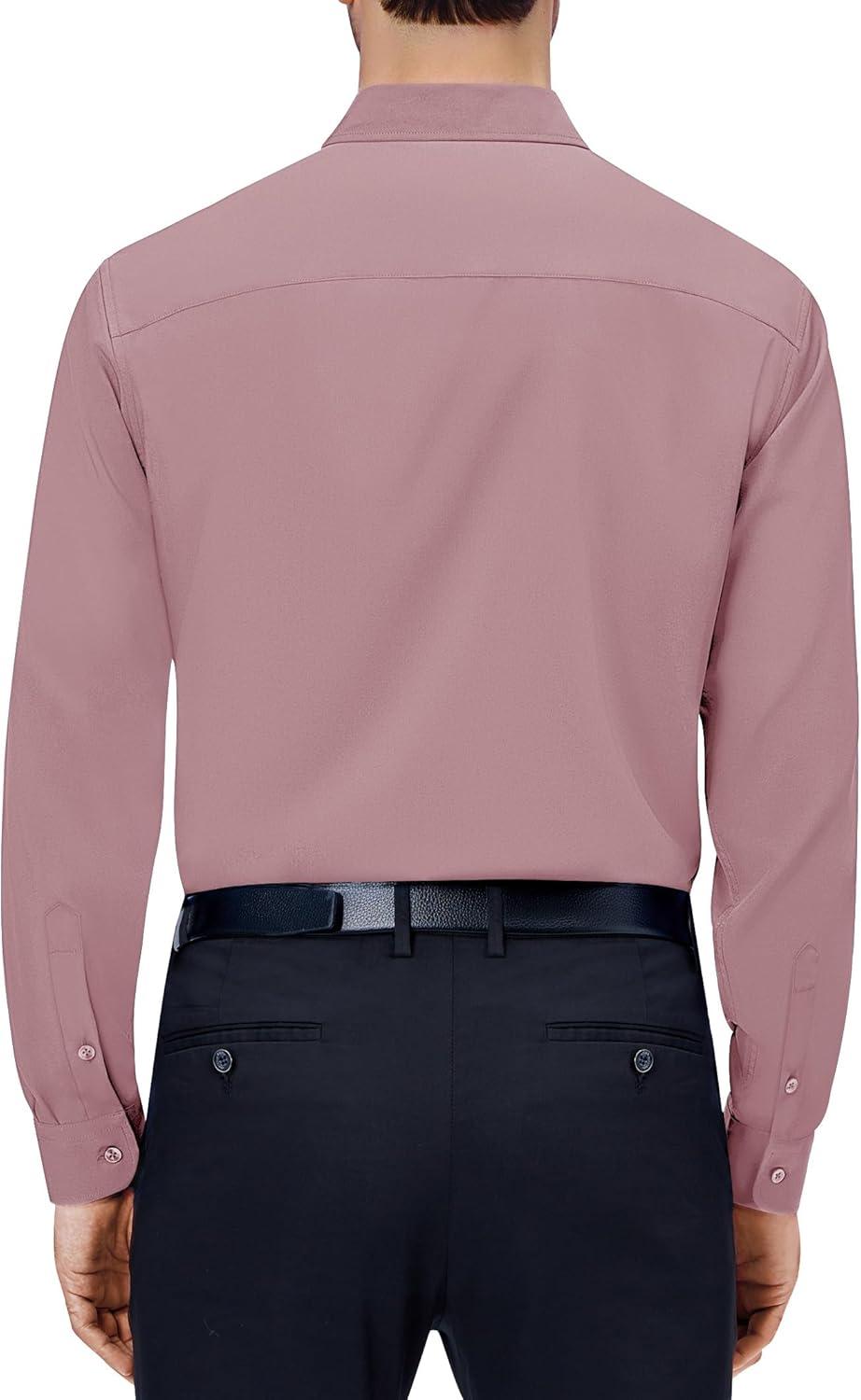 imageAlimens amp Gentle Mens Dress Shirts 4Way Stretch Long Sleeve Collared Casual Solid Wedding Dating Button Down ShirtMauve