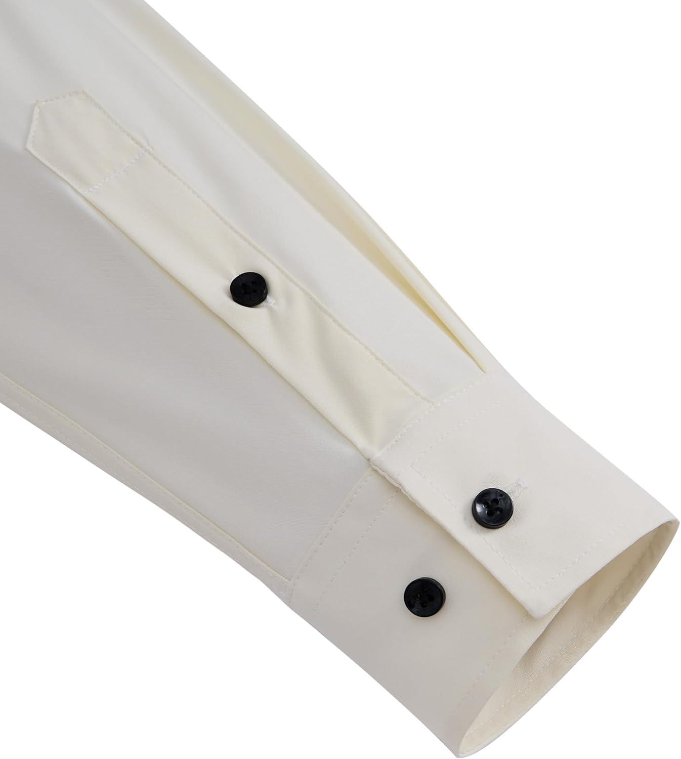 imageAlimens amp Gentle Mens Dress Shirts Long Sleeve 4 Way Stretch Solid Collared Button Down Shirt Regular Fit Formal BusinessBeige