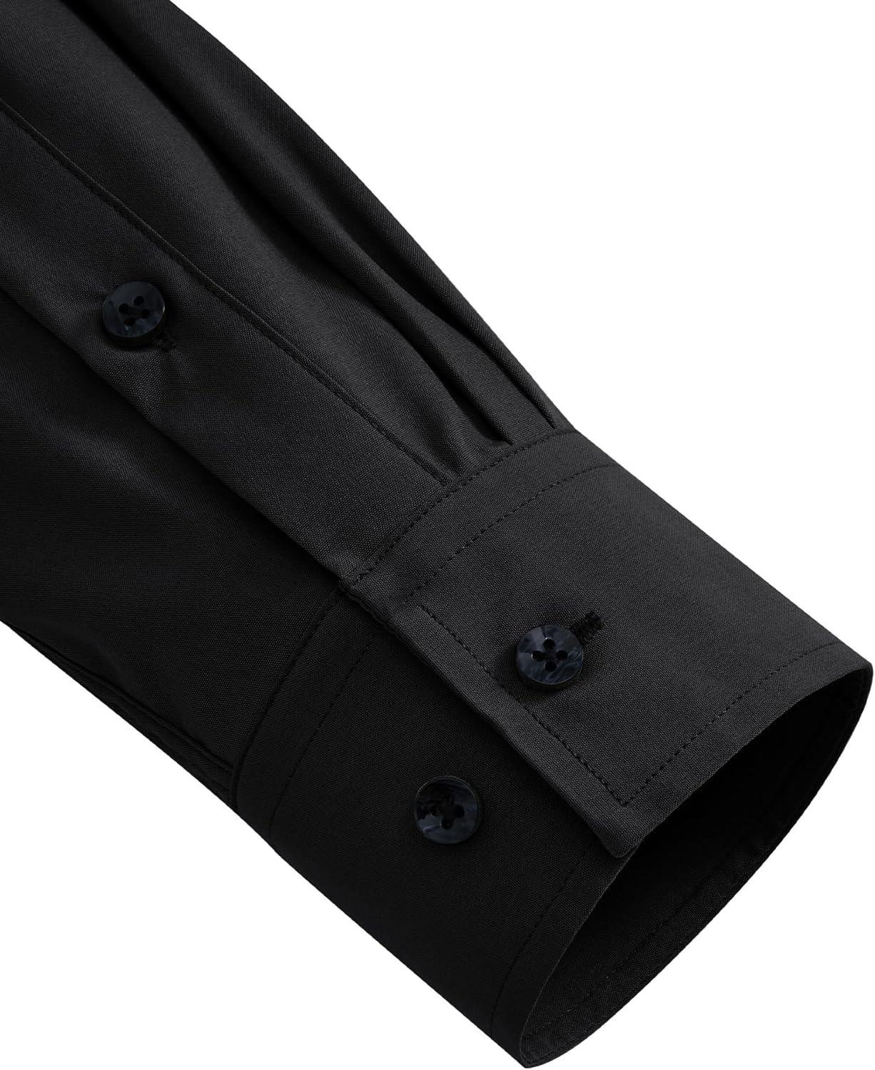 imageAlimens amp Gentle Mens Dress Shirts Long Sleeve 4 Way Stretch Solid Collared Button Down Shirt Regular Fit Formal BusinessBlack