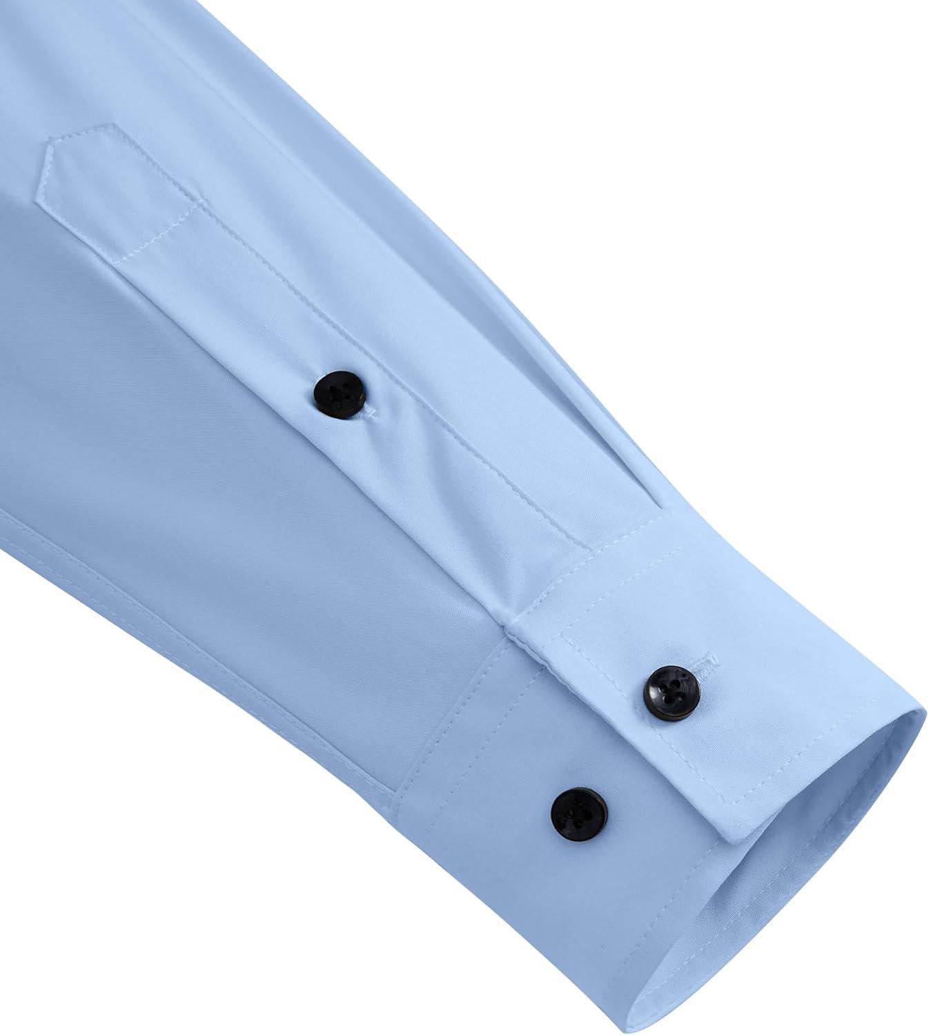 imageAlimens amp Gentle Mens Dress Shirts Long Sleeve 4 Way Stretch Solid Collared Button Down Shirt Regular Fit Formal BusinessLight Blue