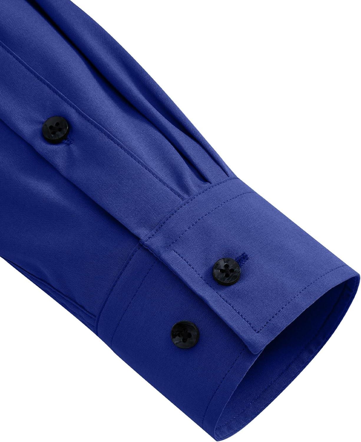 imageAlimens amp Gentle Mens Dress Shirts Long Sleeve 4 Way Stretch Solid Collared Button Down Shirt Regular Fit Formal BusinessRoyal Blue