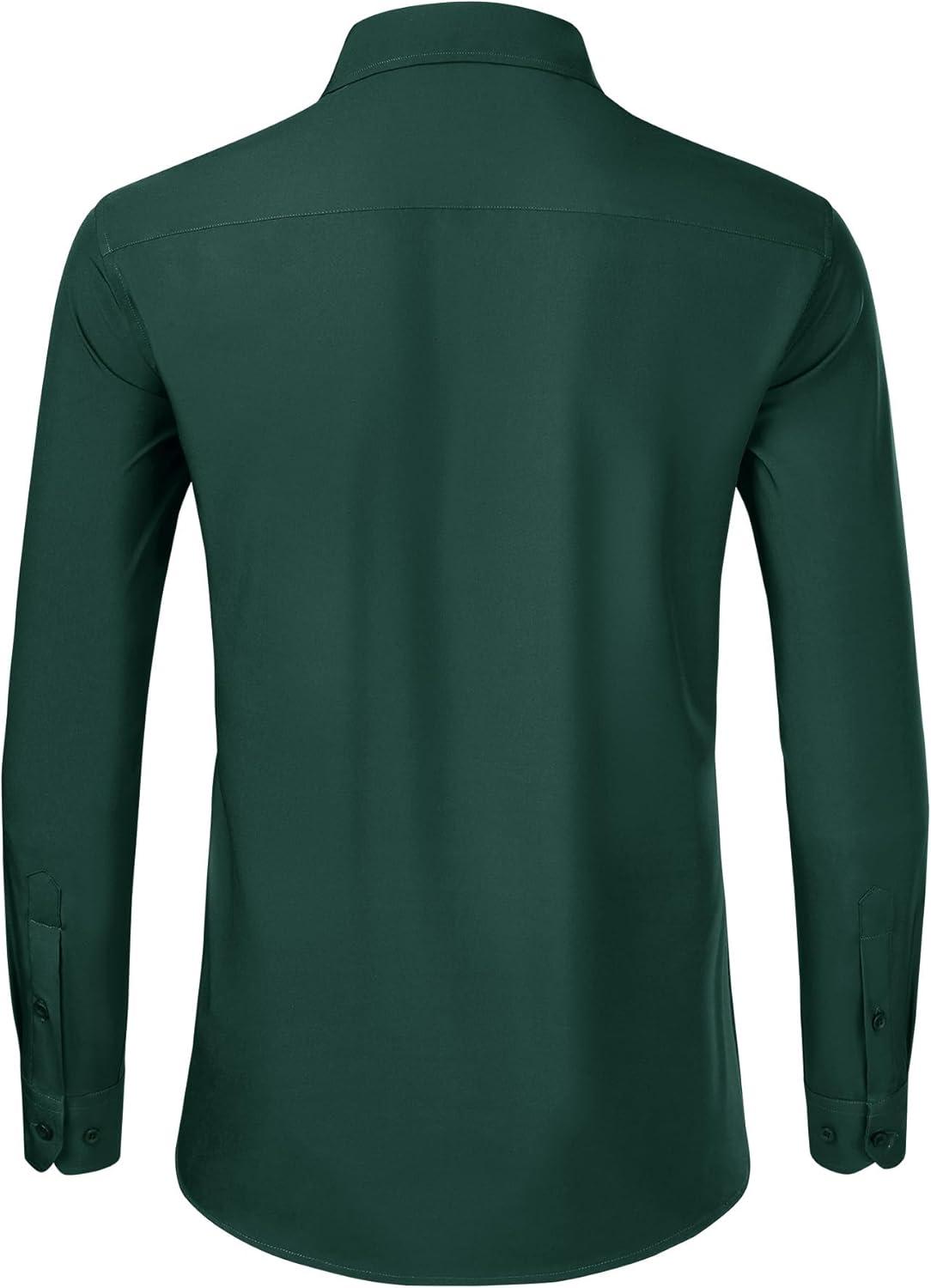 imageAlimens amp Gentle Mens Dress Shirts Long Sleeve Button Down Shirt Men Wrinkle Free Contrast Collar ShirtsDark Green