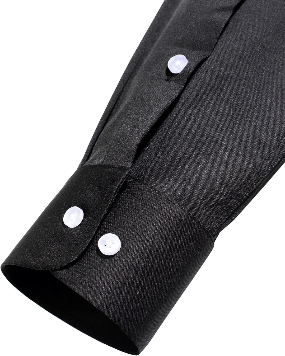imageAlimens amp Gentle Mens Dress Shirts Long Sleeve Stretch Shirts Solid Button Down Shirt with PocketContrast Button1black