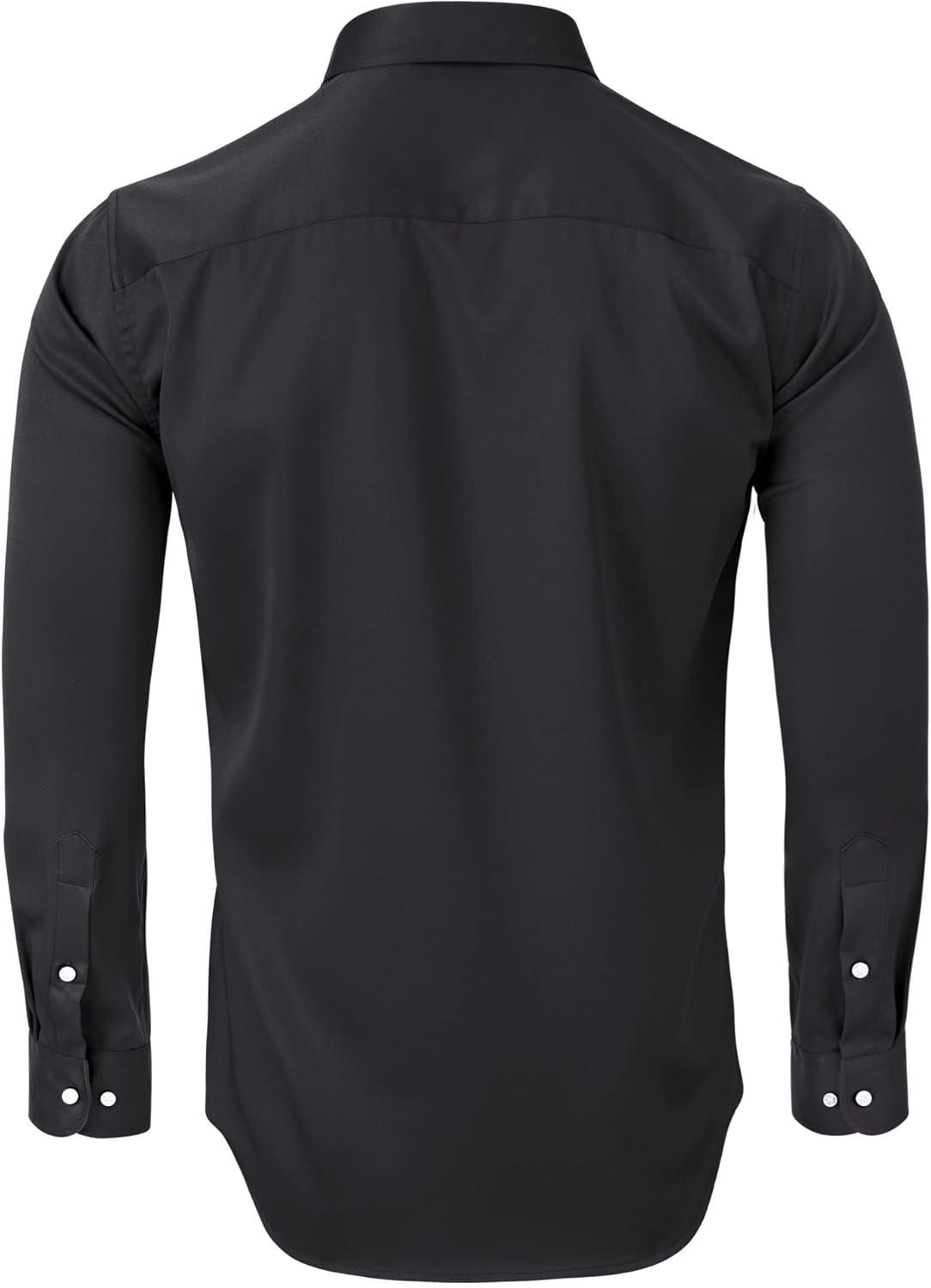 imageAlimens amp Gentle Mens Dress Shirts Long Sleeve Stretch Shirts Solid Button Down Shirt with PocketContrast Button1black