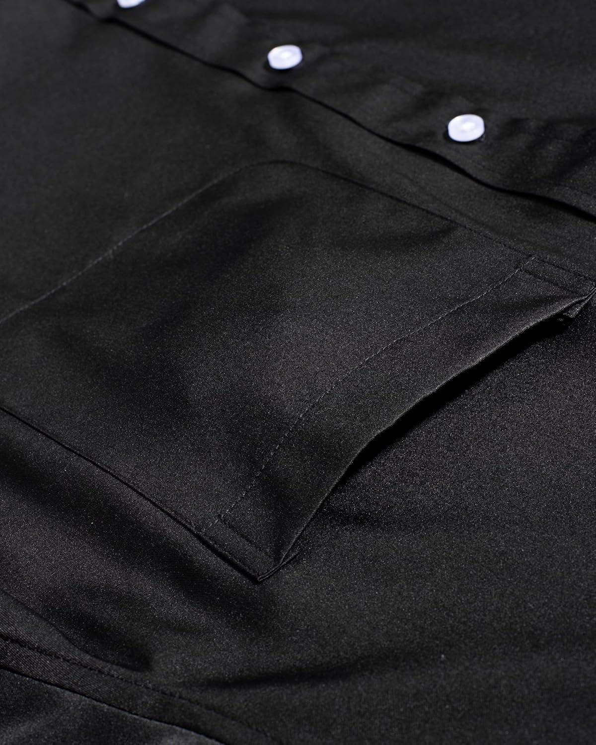 imageAlimens amp Gentle Mens Dress Shirts Long Sleeve Stretch Shirts Solid Button Down Shirt with PocketContrast Button1black