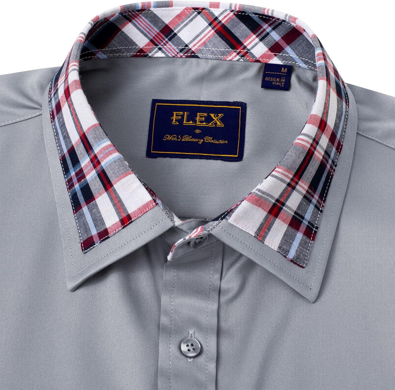 imageAlimens amp Gentle Mens Dress Shirts Long Sleeve Stretch WrinkleFree Regular Fit Business Casual Button Down ShirtFlex Grey