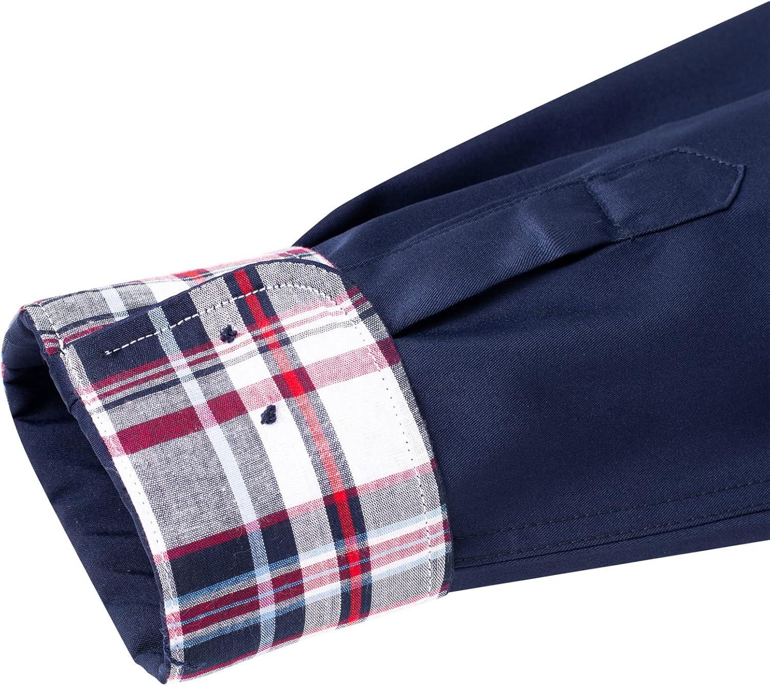 imageAlimens amp Gentle Mens Dress Shirts Long Sleeve Stretch WrinkleFree Regular Fit Business Casual Button Down ShirtFlex Navy Blue