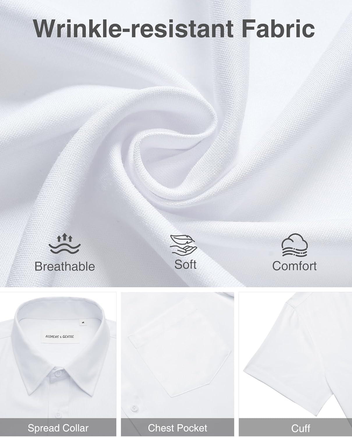 imageAlimens amp Gentle Mens Linen Shirts Short Sleeve Button Down Shirts Wrinkle Free Casual Vacation Beach Summer TopsWhite