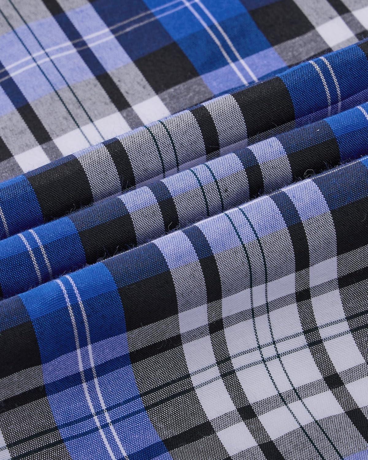 imageAlimens amp Gentle Mens Long Sleeve Dress Shirt Button Down Shirts with Pockets Regular Business Office Casual Plaid ShirtBlack Blue Plaid
