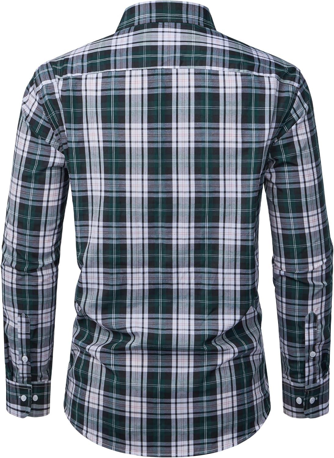 imageAlimens amp Gentle Mens Long Sleeve Dress Shirt Button Down Shirts with Pockets Regular Business Office Casual Plaid ShirtBlack Green Grey Plaid