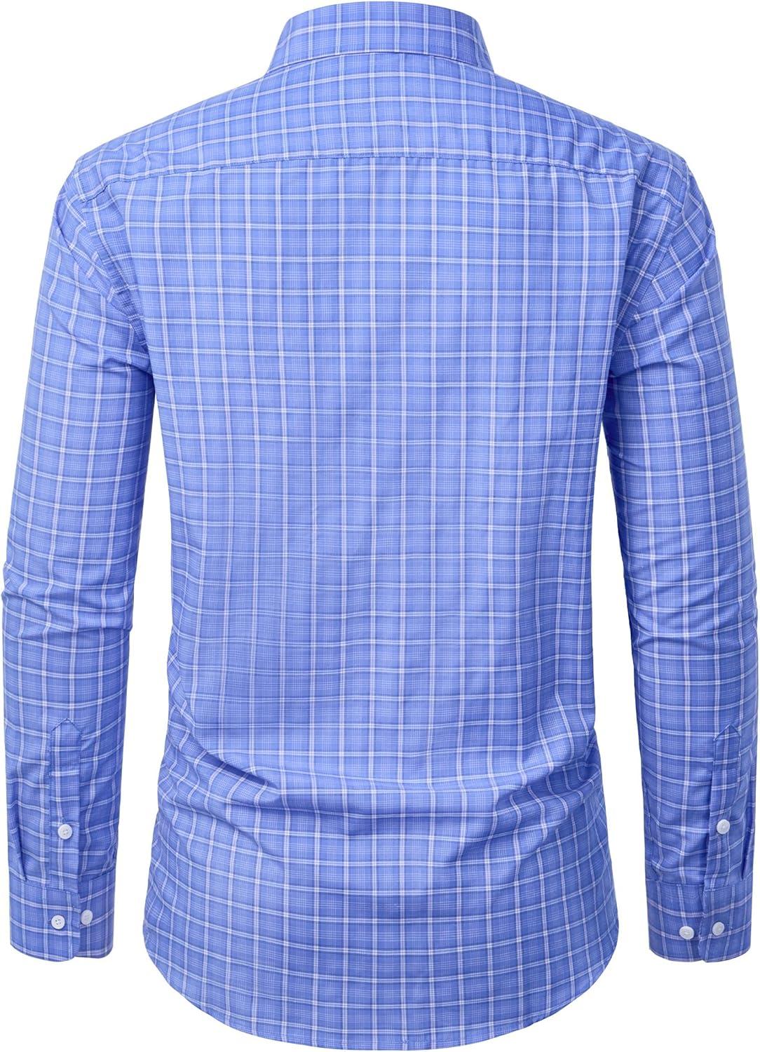 imageAlimens amp Gentle Mens Long Sleeve Dress Shirt Button Down Shirts with Pockets Regular Business Office Casual Plaid ShirtBlue Gingham