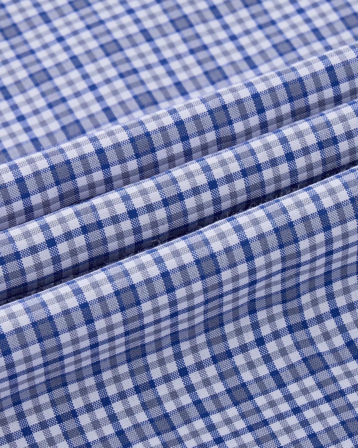 imageAlimens amp Gentle Mens Long Sleeve Dress Shirt Button Down Shirts with Pockets Regular Business Office Casual Plaid ShirtBlue White Gingham