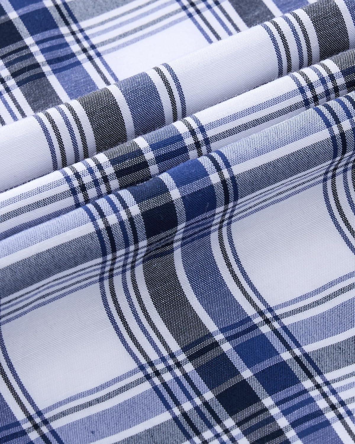 imageAlimens amp Gentle Mens Long Sleeve Dress Shirt Button Down Shirts with Pockets Regular Business Office Casual Plaid ShirtNavy Blue White Plaid