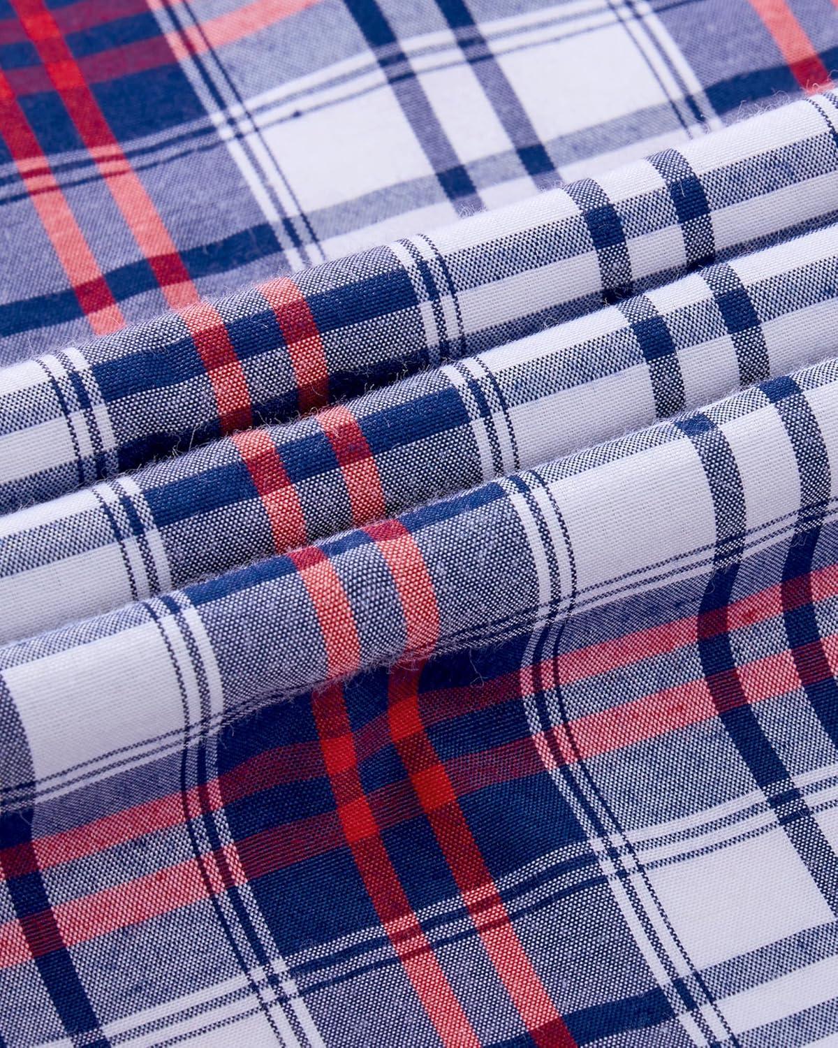 imageAlimens amp Gentle Mens Long Sleeve Dress Shirt Button Down Shirts with Pockets Regular Business Office Casual Plaid ShirtRed Blue Plaid