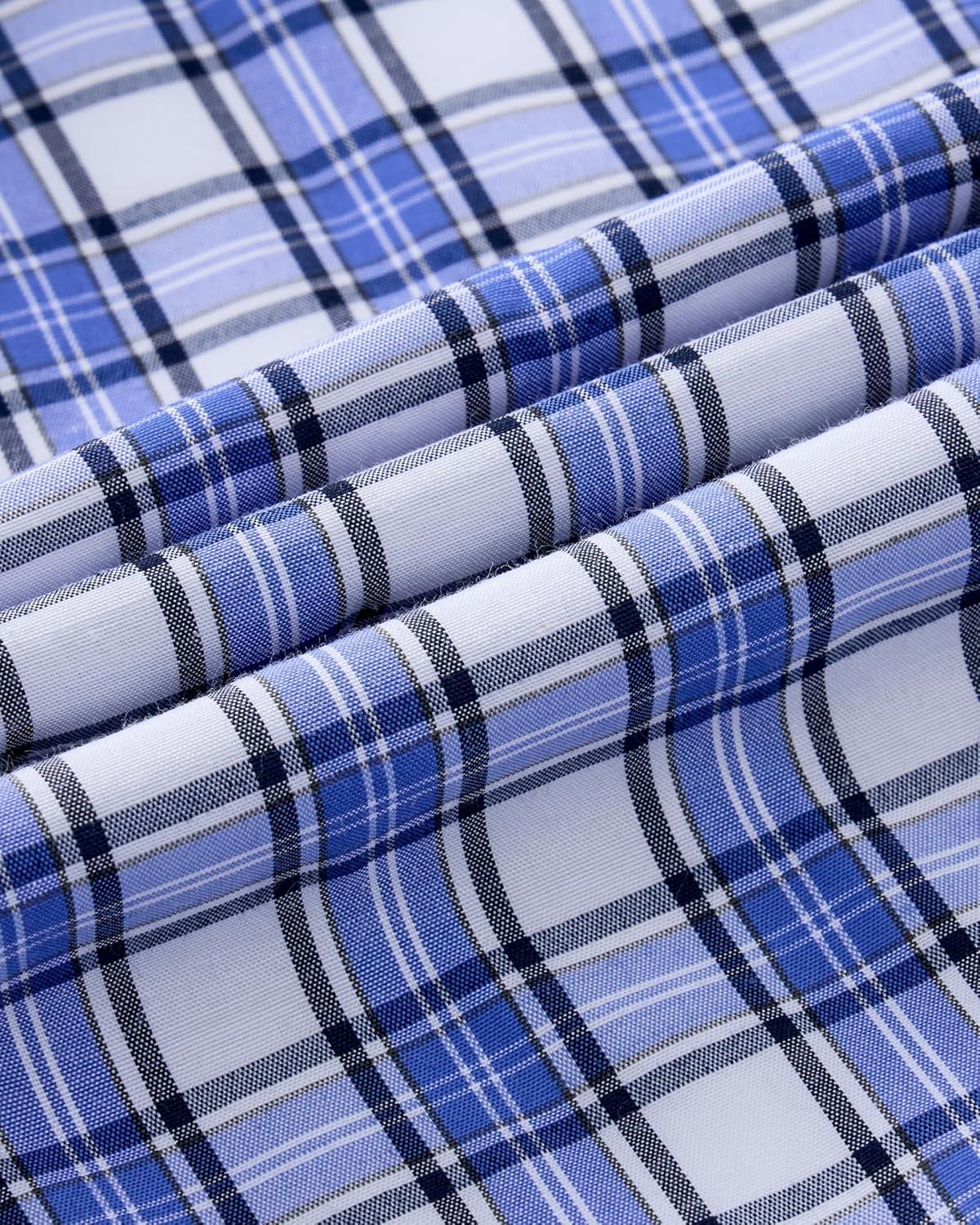 imageAlimens amp Gentle Mens Long Sleeve Dress Shirt Button Down Shirts with Pockets Regular Business Office Casual Plaid ShirtWhite Blue Plaid
