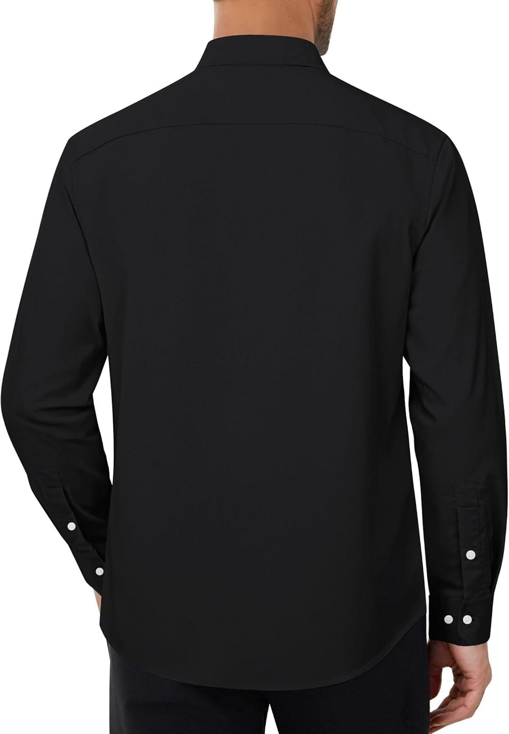imageAlimens amp Gentle Mens Oxford Shirt Long Sleeve Button Down Shirt Casual Stretch Wedding Dress Shirt with PocketBlack