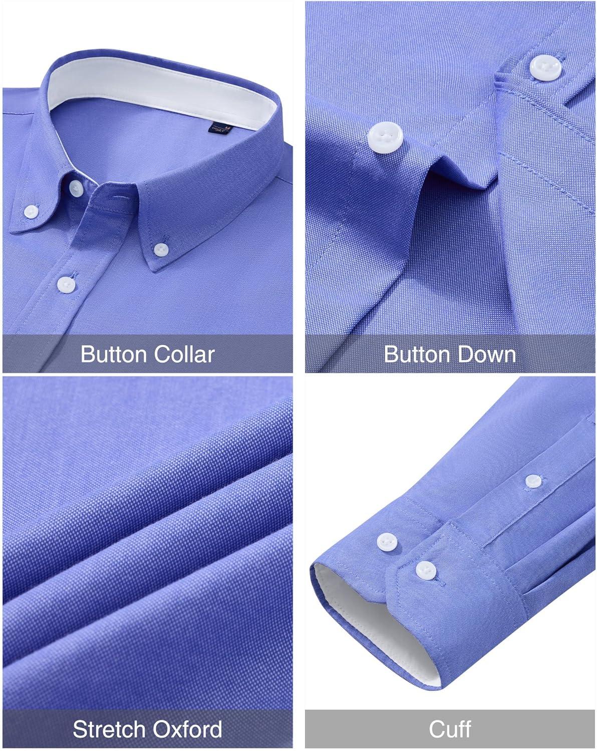 imageAlimens amp Gentle Mens Oxford Shirt Long Sleeve Button Down Shirt Casual Stretch Wedding Dress Shirt with PocketBlue
