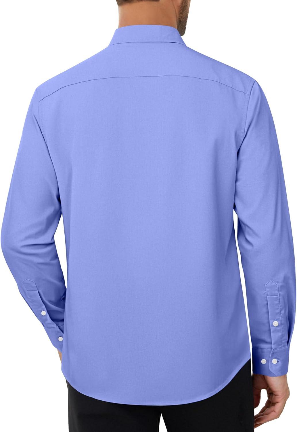 imageAlimens amp Gentle Mens Oxford Shirt Long Sleeve Button Down Shirt Casual Stretch Wedding Dress Shirt with PocketBlue