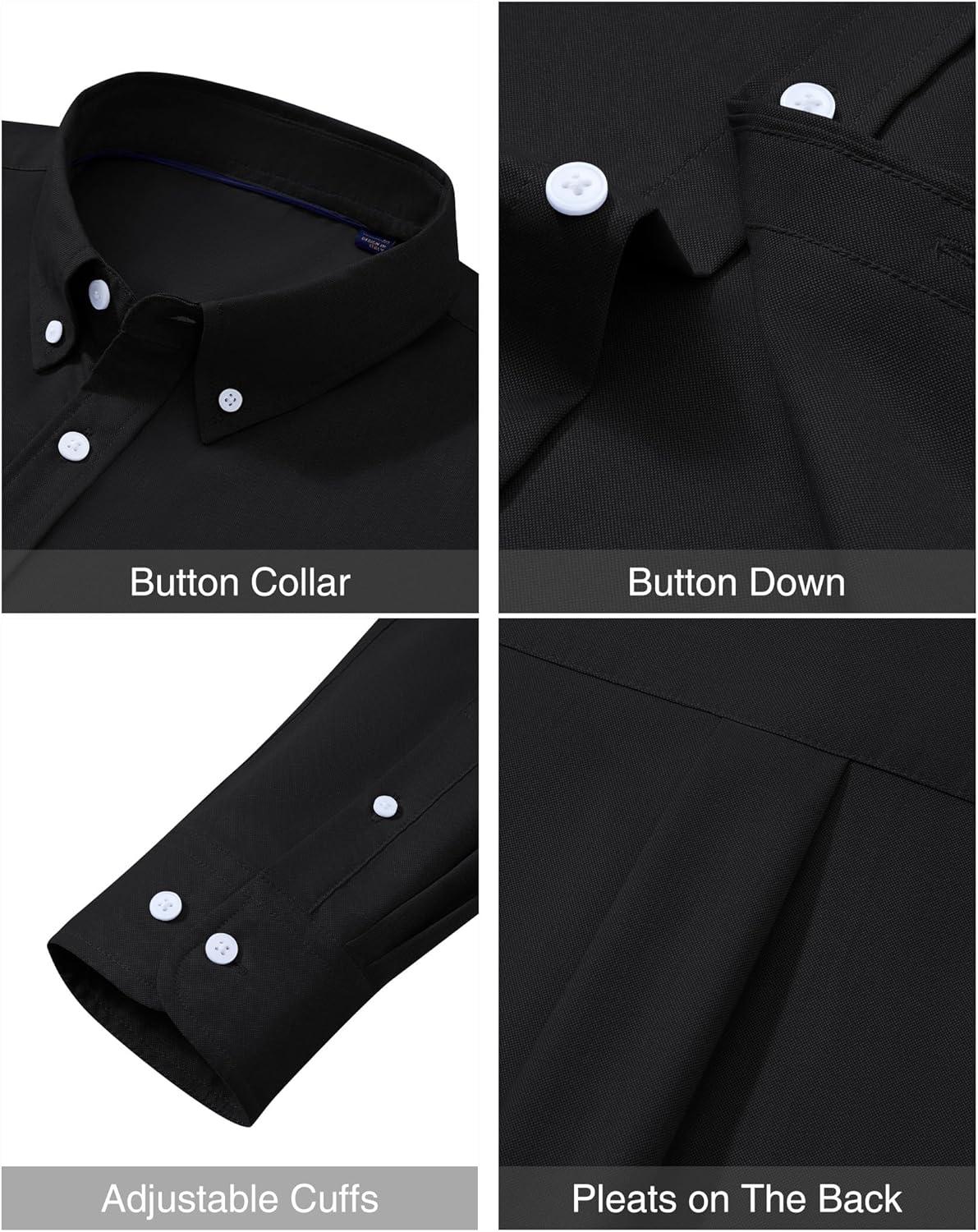 imageAlimens amp Gentle Mens Oxford Shirts Stretch Long Sleeve Dress Shirt for Men Casual Business Work Solid Button Down ShirtsBlack