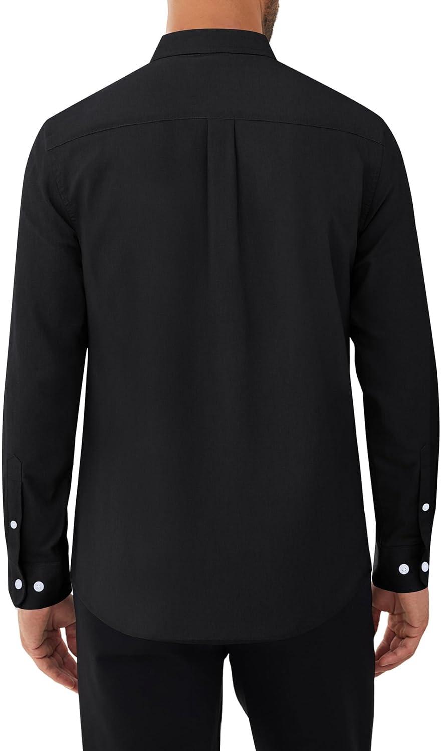 imageAlimens amp Gentle Mens Oxford Shirts Stretch Long Sleeve Dress Shirt for Men Casual Business Work Solid Button Down ShirtsBlack