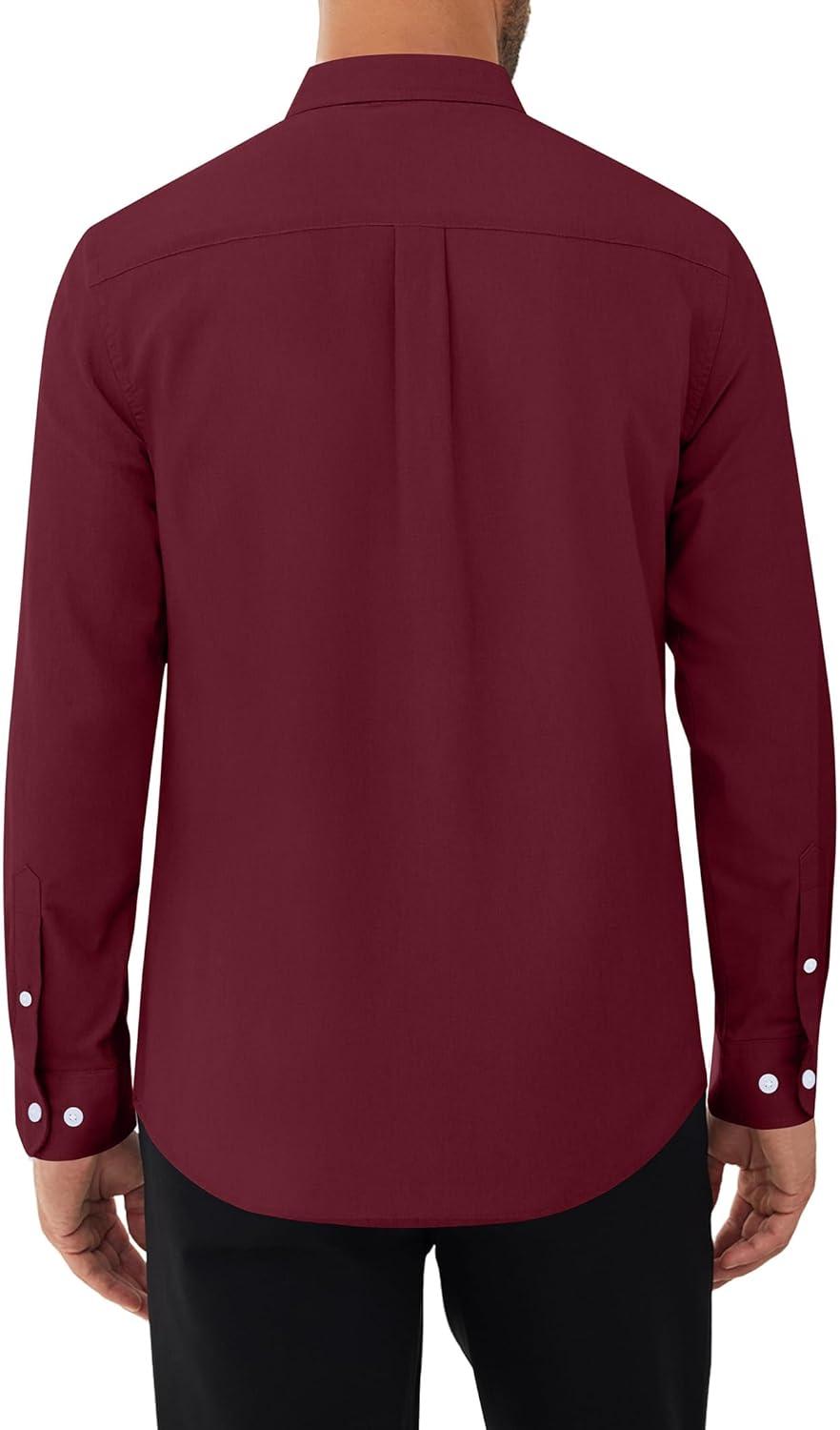 imageAlimens amp Gentle Mens Oxford Shirts Stretch Long Sleeve Dress Shirt for Men Casual Business Work Solid Button Down ShirtsBurgundy