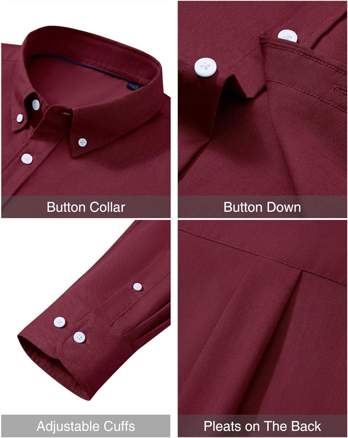 imageAlimens amp Gentle Mens Oxford Shirts Stretch Long Sleeve Dress Shirt for Men Casual Business Work Solid Button Down ShirtsBurgundy