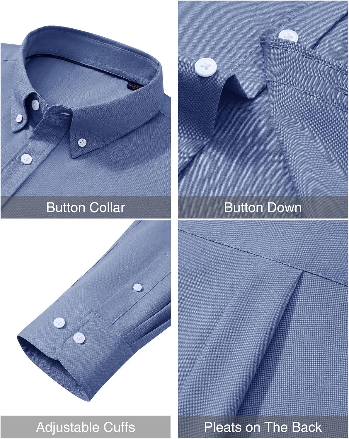 imageAlimens amp Gentle Mens Oxford Shirts Stretch Long Sleeve Dress Shirt for Men Casual Business Work Solid Button Down ShirtsDusty Blue