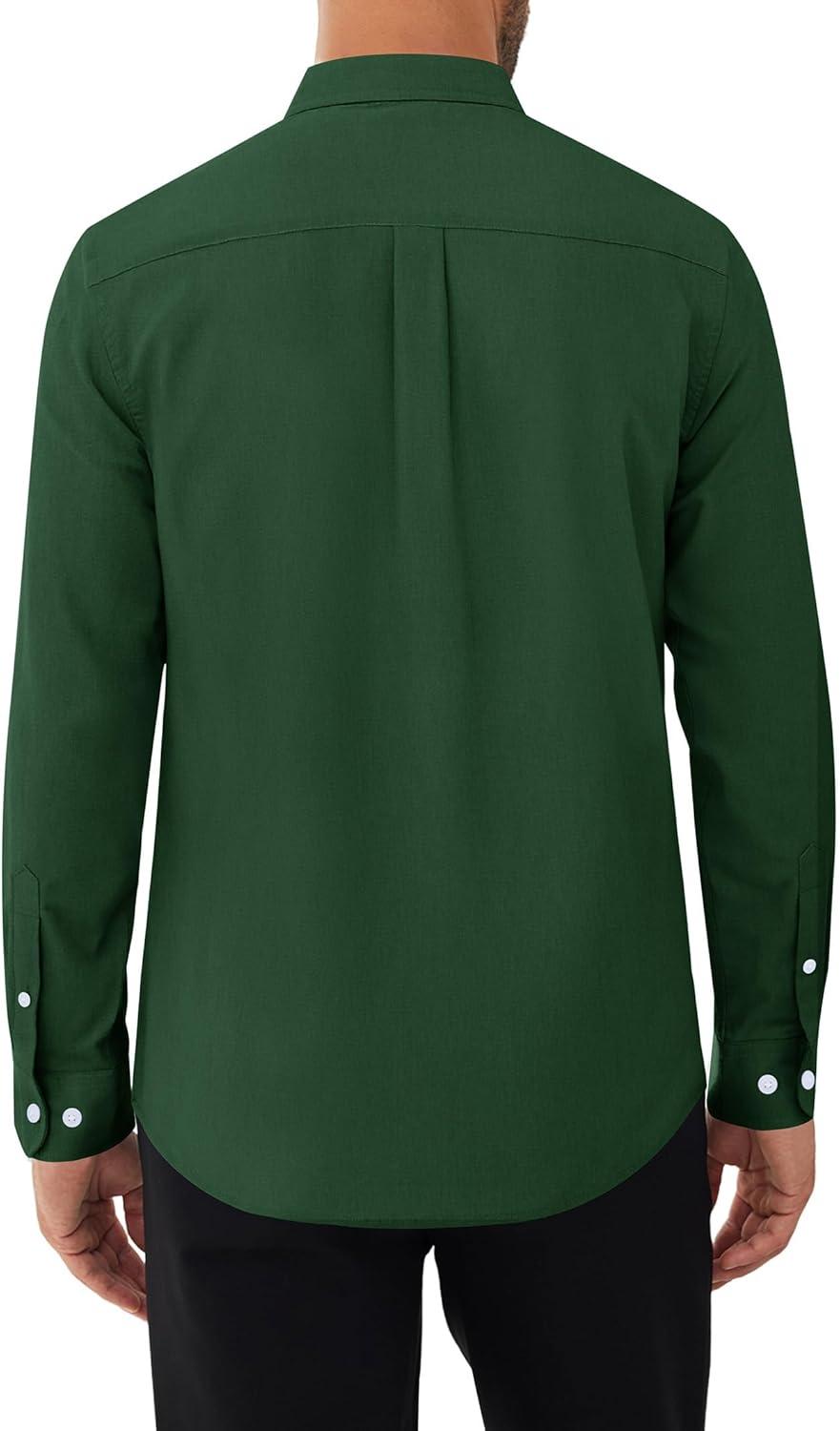 imageAlimens amp Gentle Mens Oxford Shirts Stretch Long Sleeve Dress Shirt for Men Casual Business Work Solid Button Down ShirtsGreen