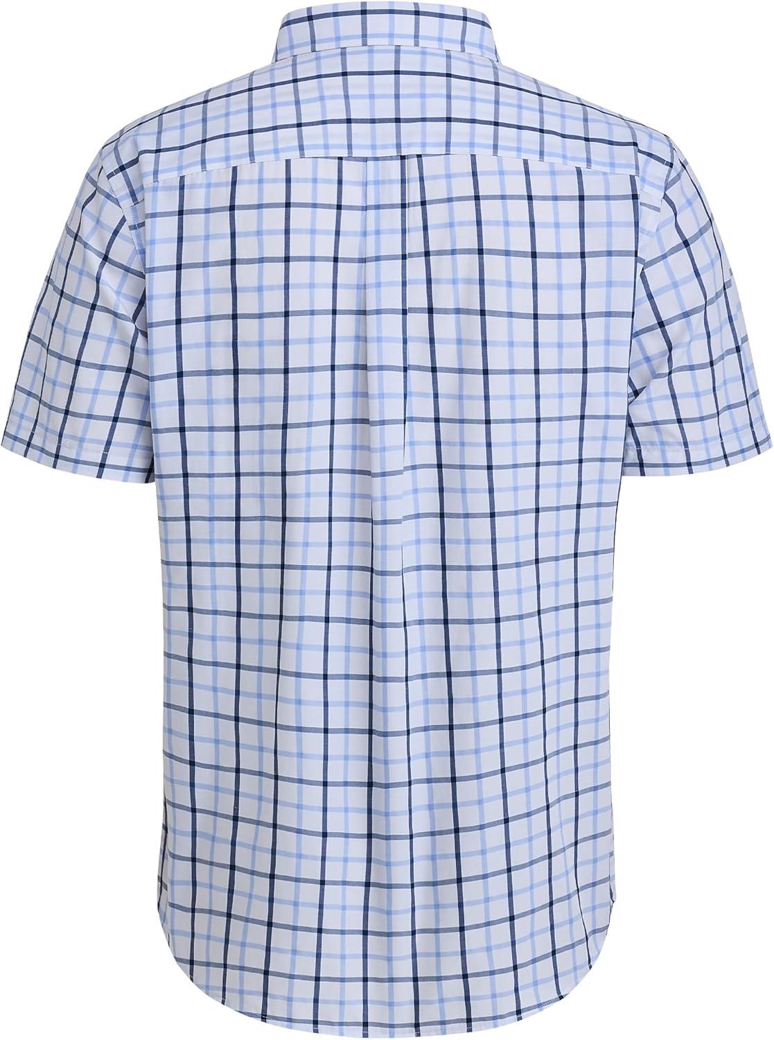 imageAlimens amp Gentle Mens Plaid Short Sleeve Button Down Shirts Cotton Regular Fit Casual Gingham ShirtsBlack Blue Check