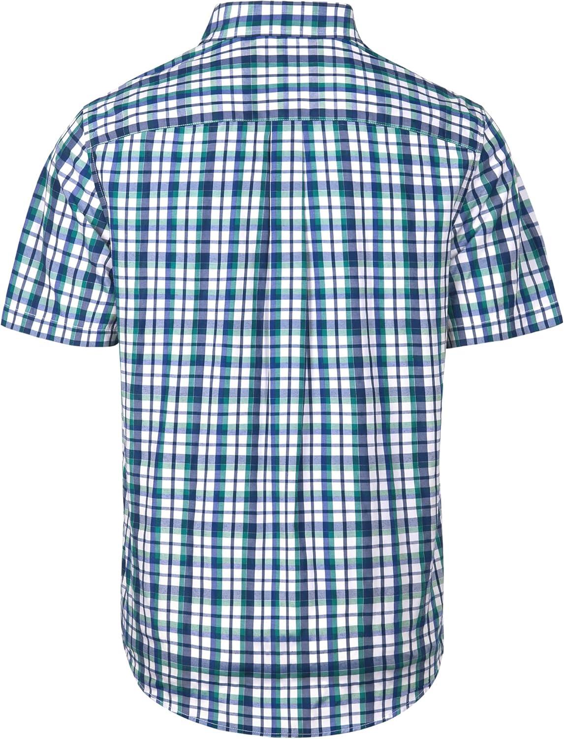 imageAlimens amp Gentle Mens Plaid Short Sleeve Button Down Shirts Cotton Regular Fit Casual Gingham ShirtsBlack Green Check