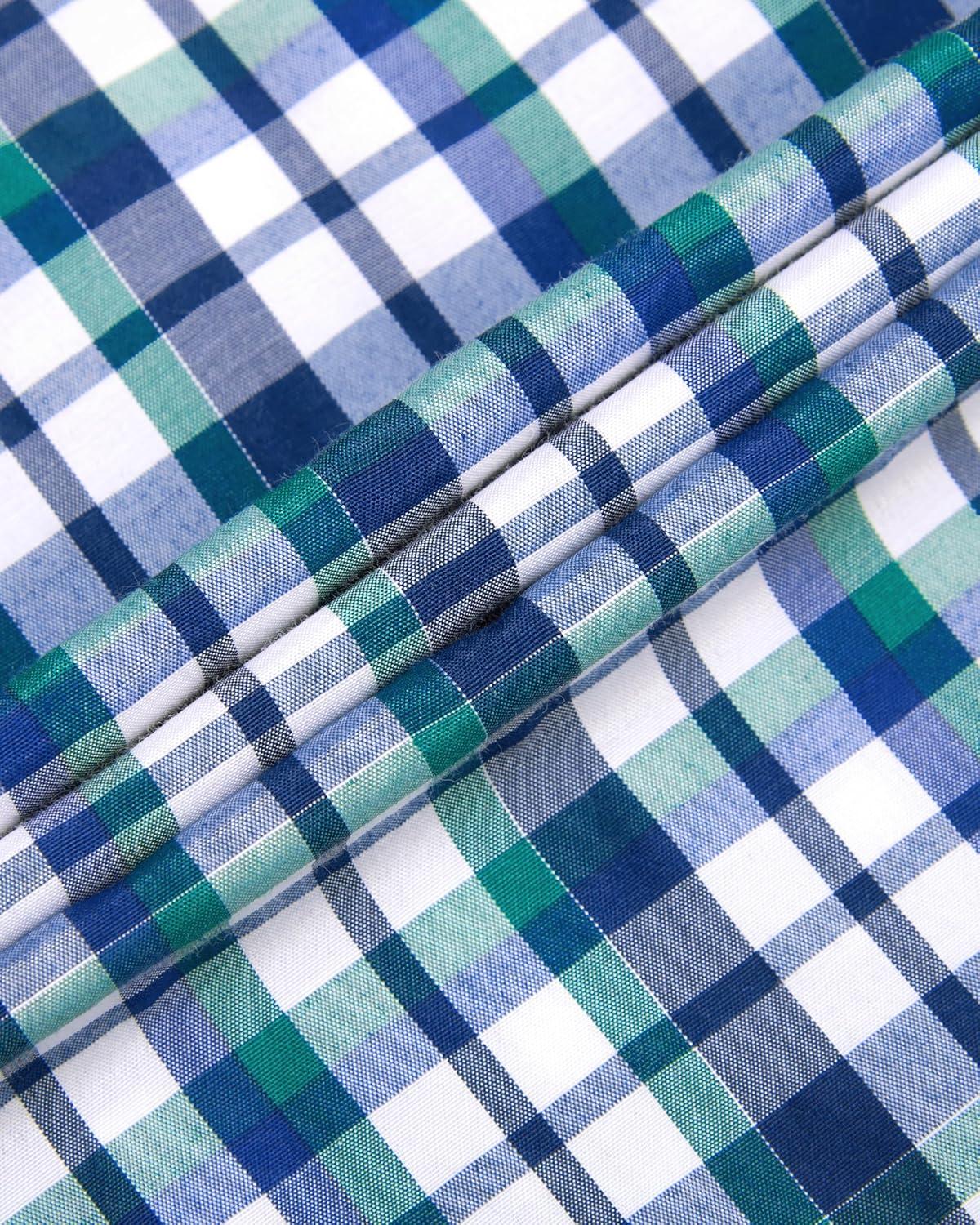 imageAlimens amp Gentle Mens Plaid Short Sleeve Button Down Shirts Cotton Regular Fit Casual Gingham ShirtsBlack Green Check