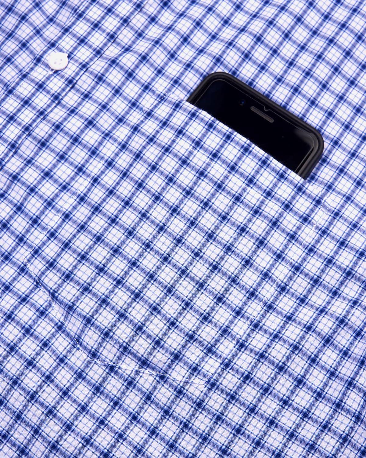 imageAlimens amp Gentle Mens Plaid Short Sleeve Button Down Shirts Cotton Regular Fit Casual Gingham ShirtsBlue Gingham