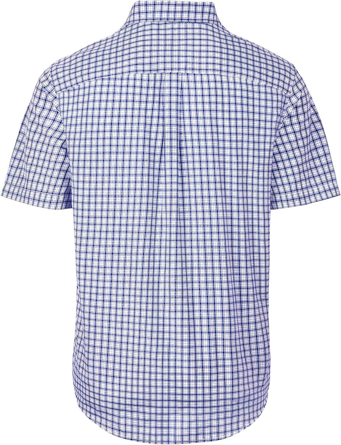 imageAlimens amp Gentle Mens Plaid Short Sleeve Button Down Shirts Cotton Regular Fit Casual Gingham ShirtsBlue Gingham