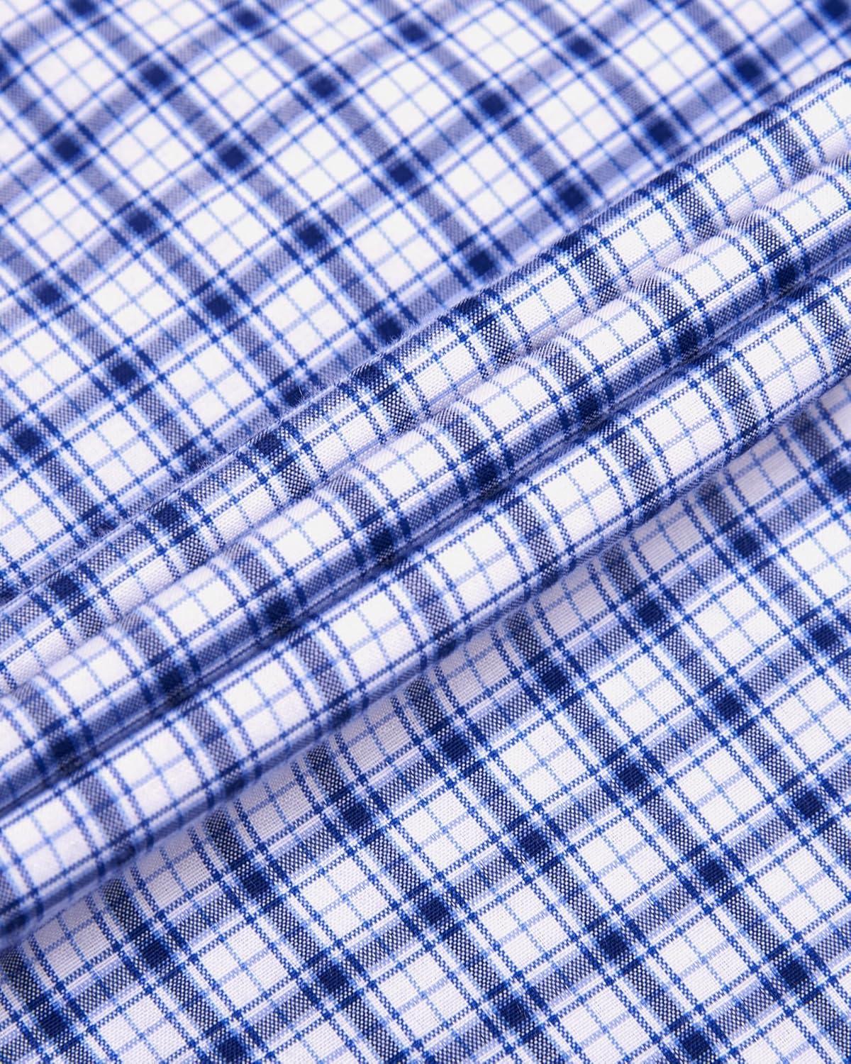 imageAlimens amp Gentle Mens Plaid Short Sleeve Button Down Shirts Cotton Regular Fit Casual Gingham ShirtsBlue Gingham