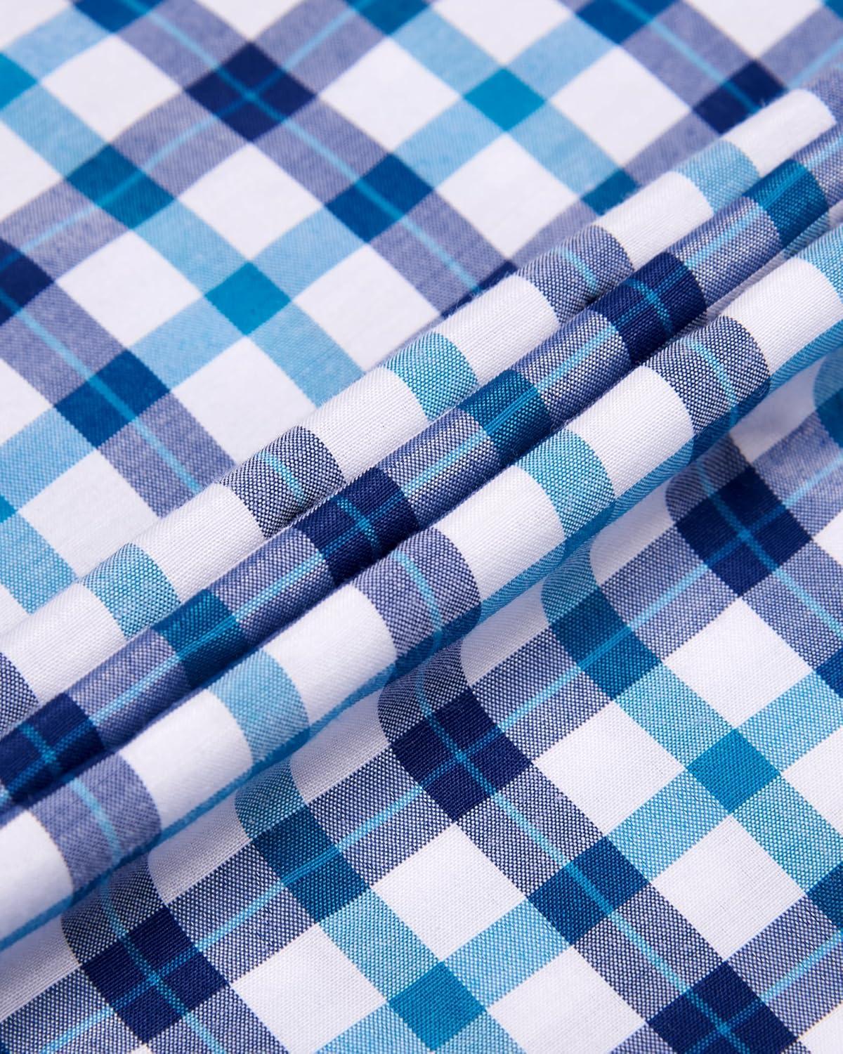 imageAlimens amp Gentle Mens Plaid Short Sleeve Button Down Shirts Cotton Regular Fit Casual Gingham ShirtsBlue Navy Check