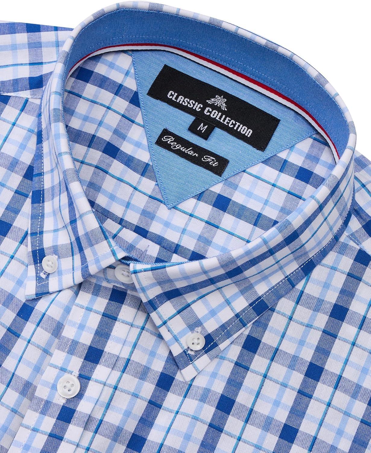 imageAlimens amp Gentle Mens Plaid Short Sleeve Button Down Shirts Cotton Regular Fit Casual Gingham ShirtsBlue Navy Plaid