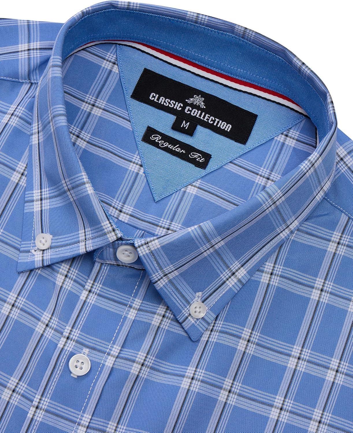 imageAlimens amp Gentle Mens Plaid Short Sleeve Button Down Shirts Cotton Regular Fit Casual Gingham ShirtsBlue Plaid
