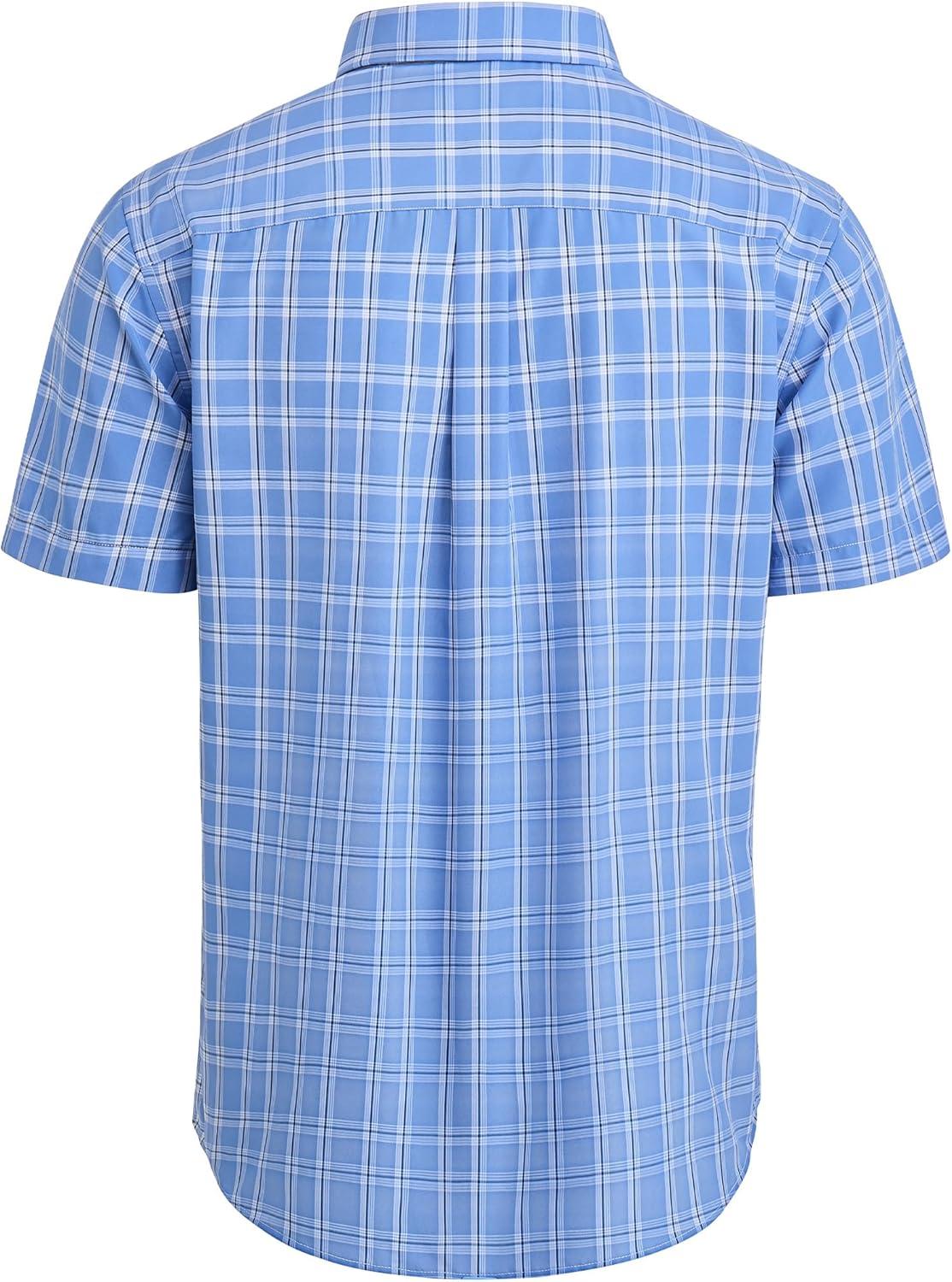 imageAlimens amp Gentle Mens Plaid Short Sleeve Button Down Shirts Cotton Regular Fit Casual Gingham ShirtsBlue Plaid