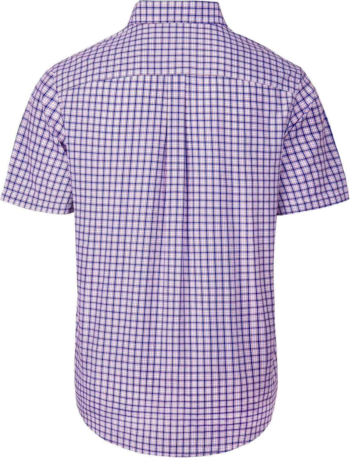 imageAlimens amp Gentle Mens Plaid Short Sleeve Button Down Shirts Cotton Regular Fit Casual Gingham ShirtsBlue Red Gingham