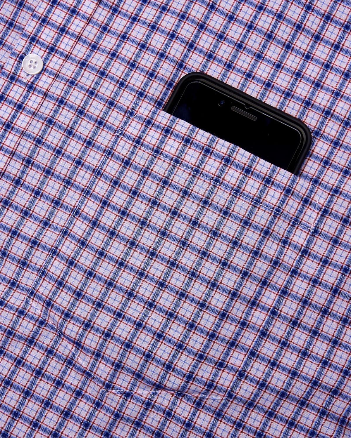 imageAlimens amp Gentle Mens Plaid Short Sleeve Button Down Shirts Cotton Regular Fit Casual Gingham ShirtsBlue Red Gingham