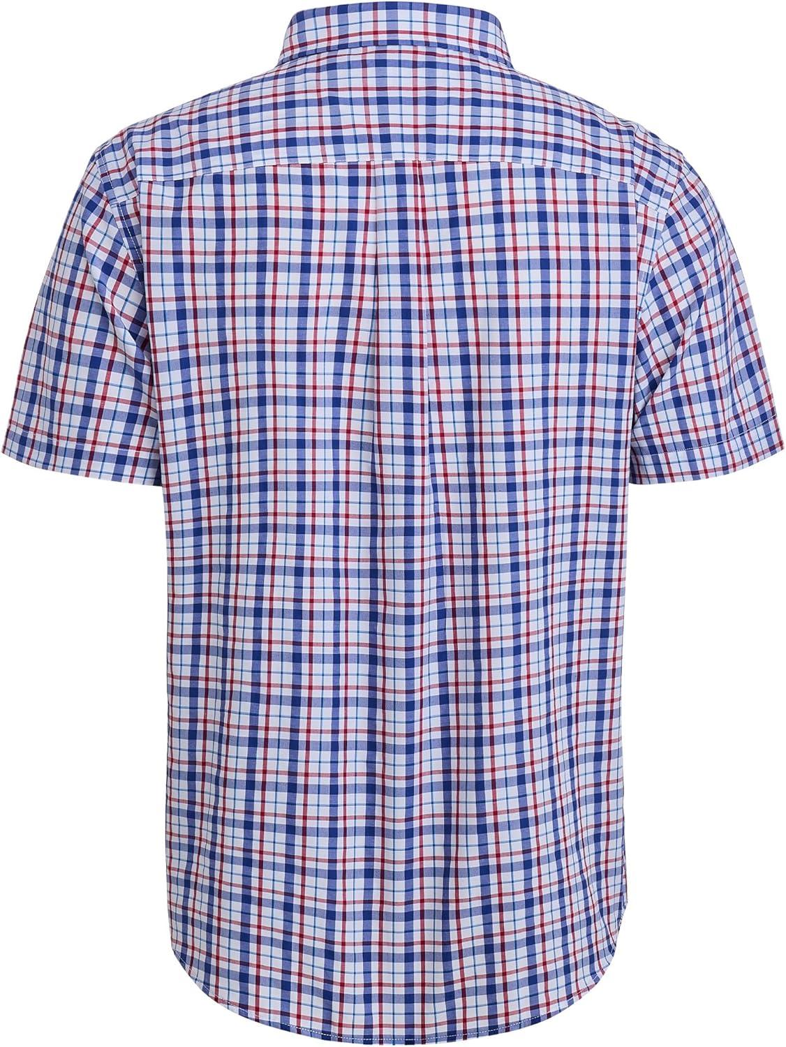 imageAlimens amp Gentle Mens Plaid Short Sleeve Button Down Shirts Cotton Regular Fit Casual Gingham ShirtsBlue Red Plaid