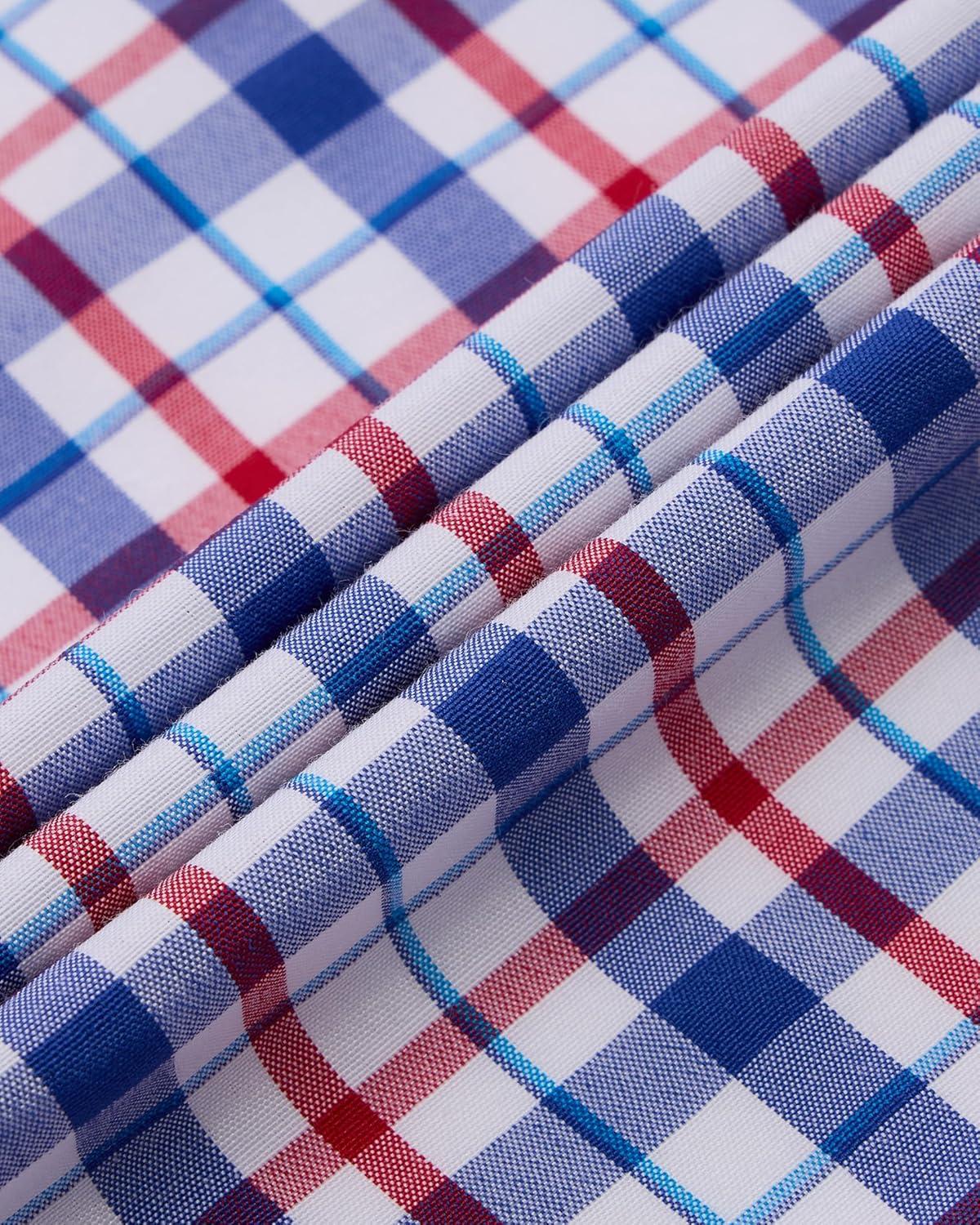 imageAlimens amp Gentle Mens Plaid Short Sleeve Button Down Shirts Cotton Regular Fit Casual Gingham ShirtsBlue Red Plaid