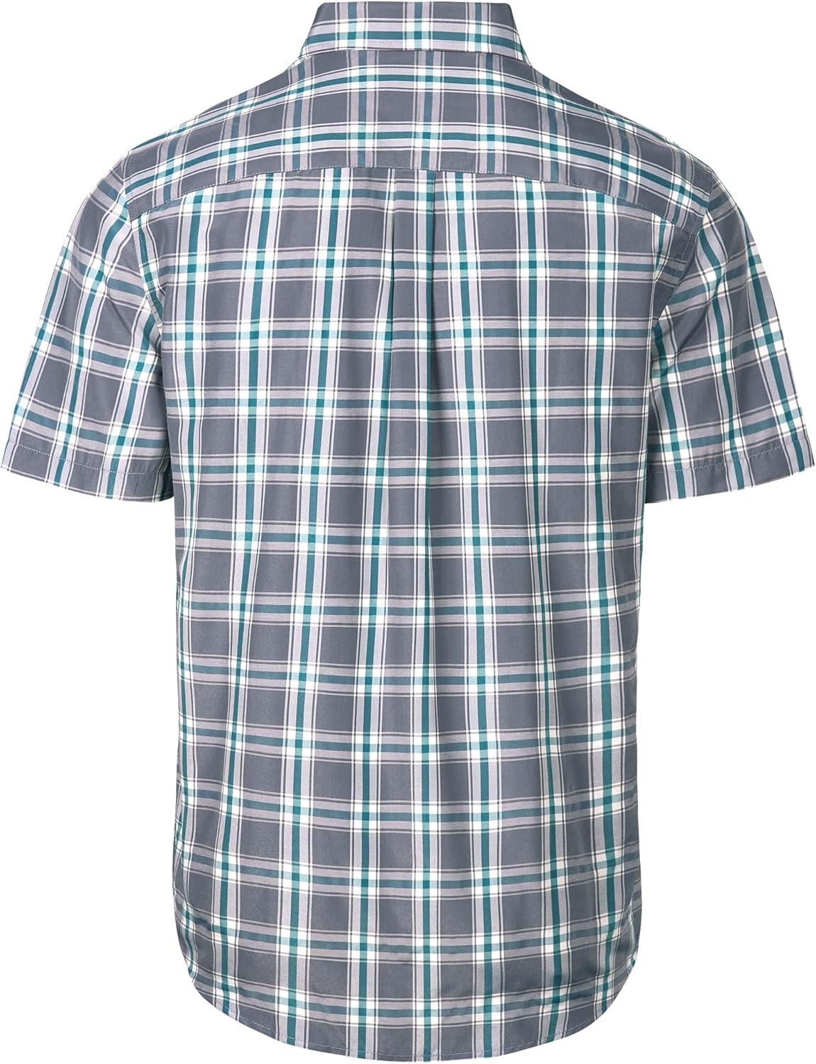 imageAlimens amp Gentle Mens Plaid Short Sleeve Button Down Shirts Cotton Regular Fit Casual Gingham ShirtsGrey Green Plaid