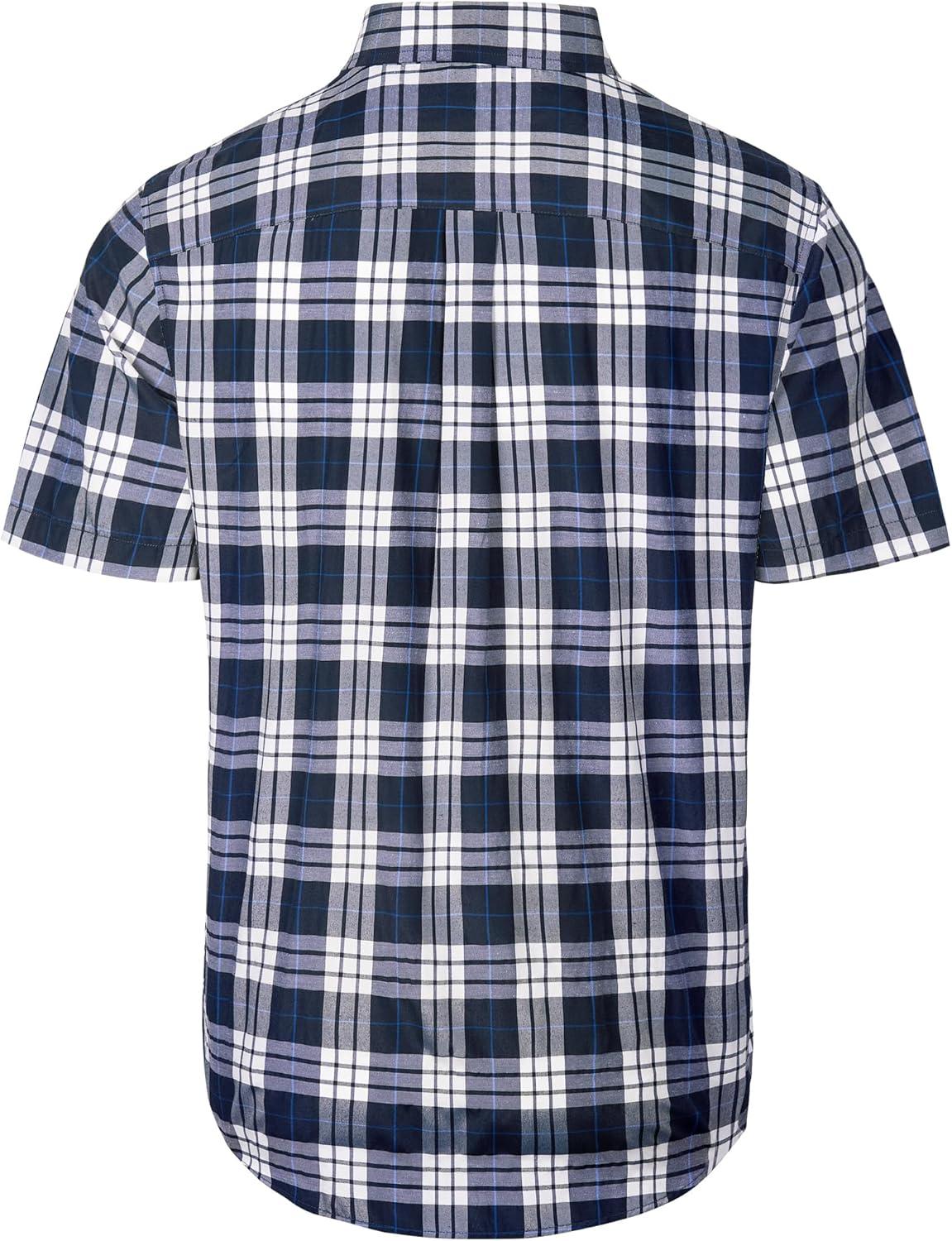 imageAlimens amp Gentle Mens Plaid Short Sleeve Button Down Shirts Cotton Regular Fit Casual Gingham ShirtsNavy Blue Plaid
