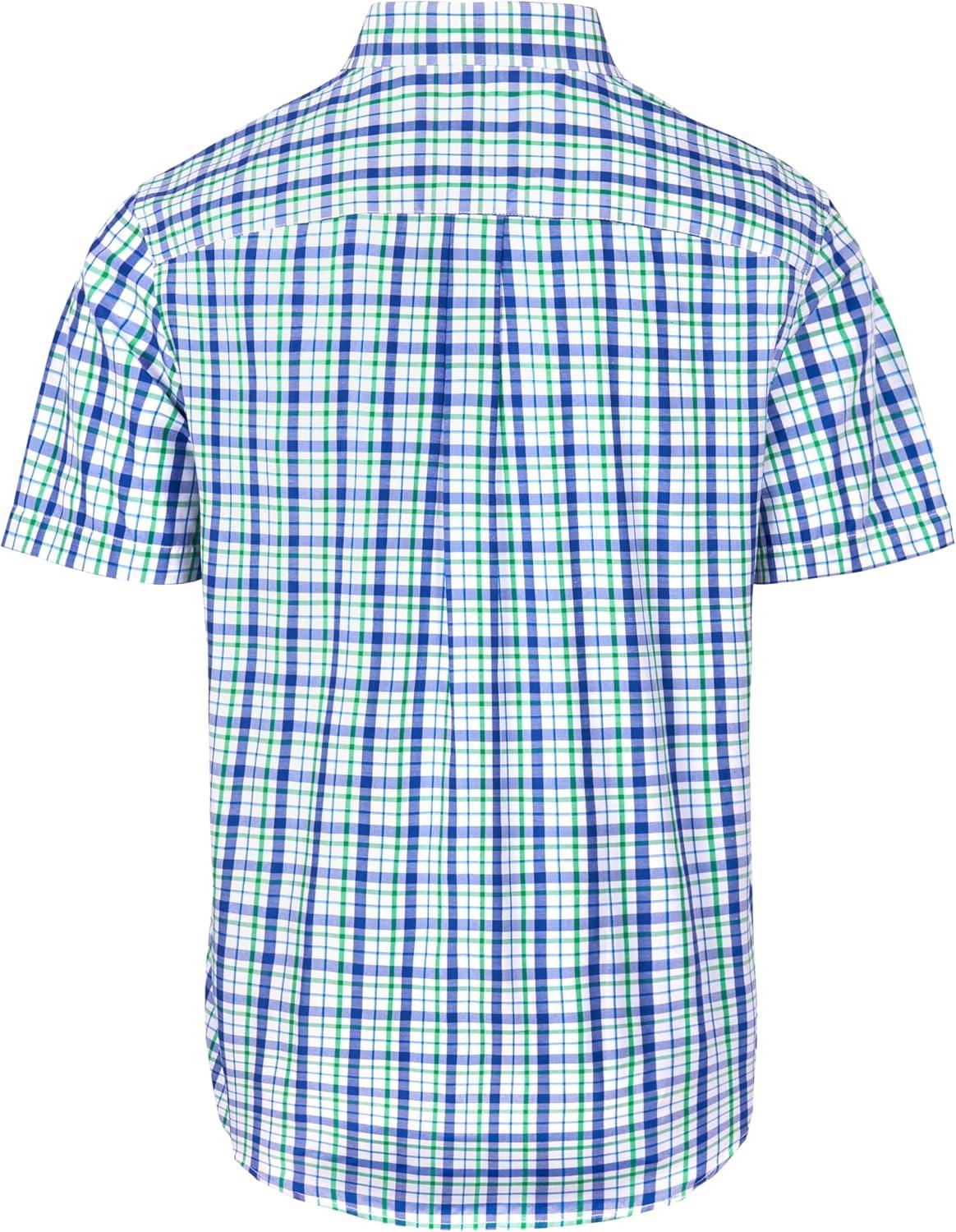 imageAlimens amp Gentle Mens Plaid Short Sleeve Button Down Shirts Cotton Regular Fit Casual Gingham ShirtsNavy Green Check